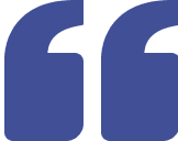 Blue quotation mark symbol on black background.