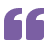 Purple quotation marks icon on a white background.